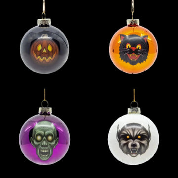 Ghoulish Glass Ornaments 4 Pack