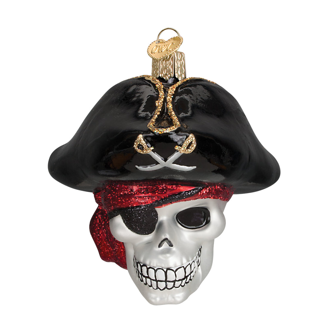 Jolly Roger Pirate Skull Glass Ornament
