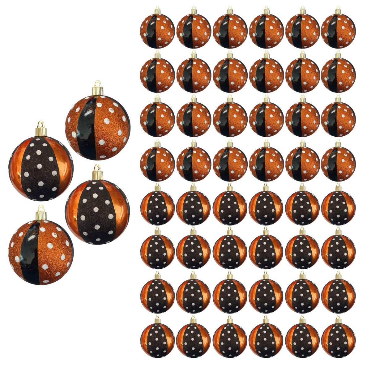 Onyx & Mandarin 100mm Shatterproof Polka Dot Ball Ornaments, 4-Pack