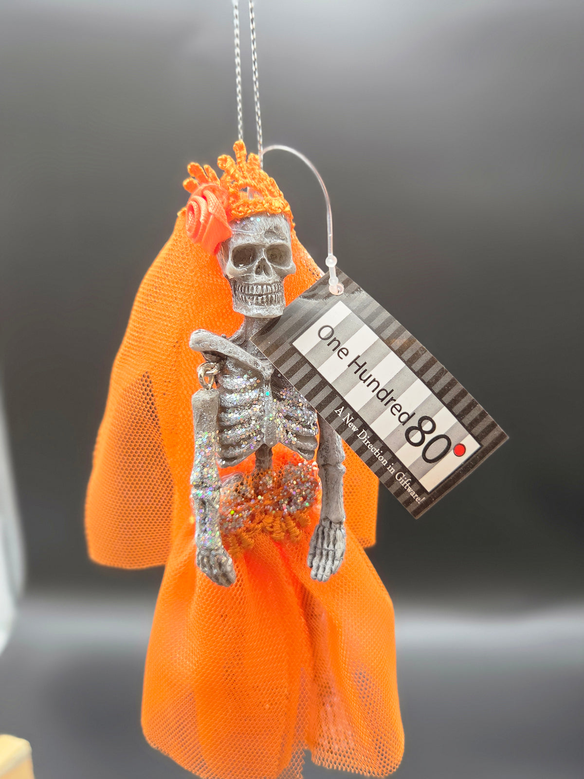 Dressed Skeleton Lady Halloween Ornament