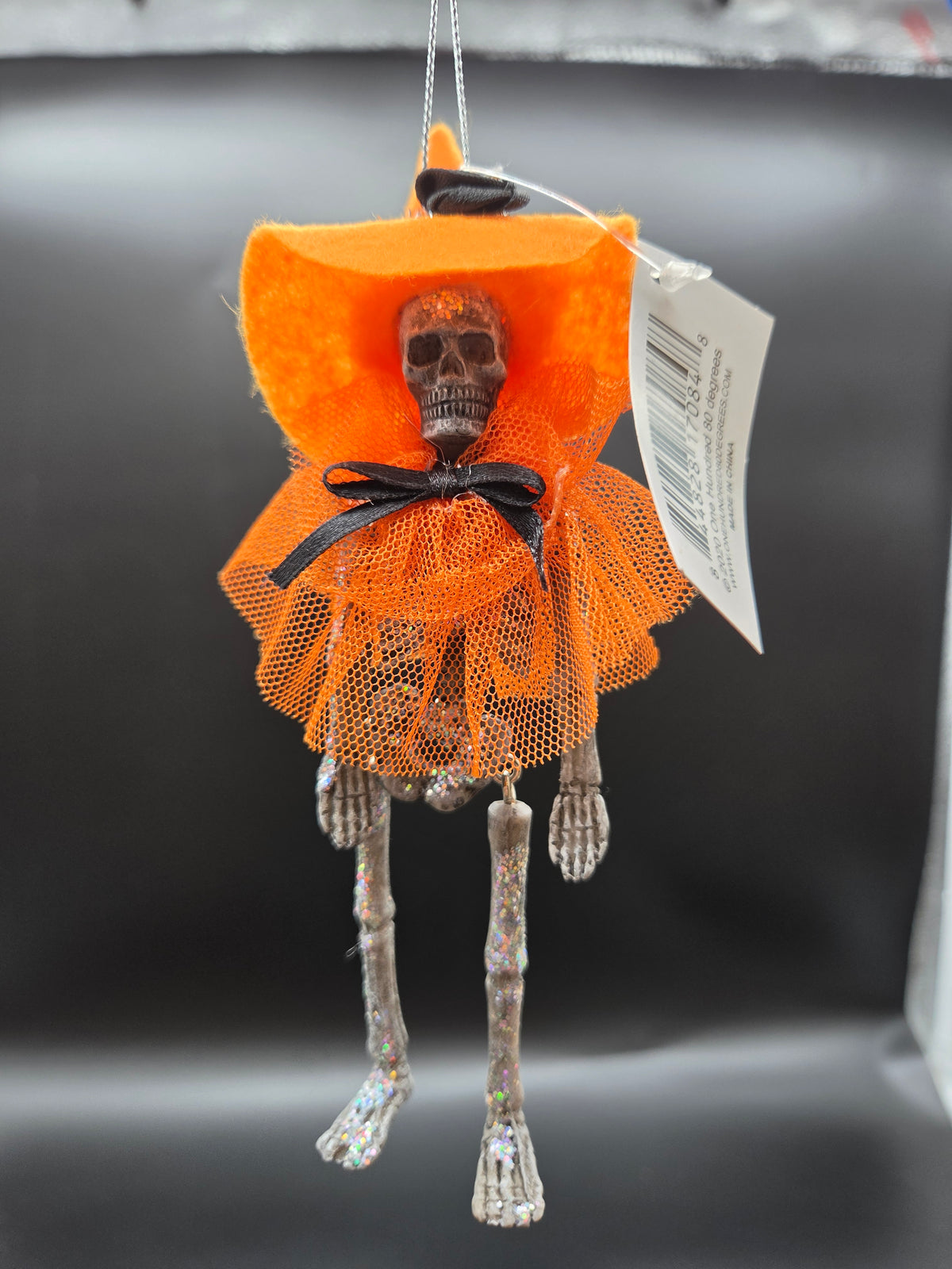 Dressed Skeleton Lady Halloween Ornament