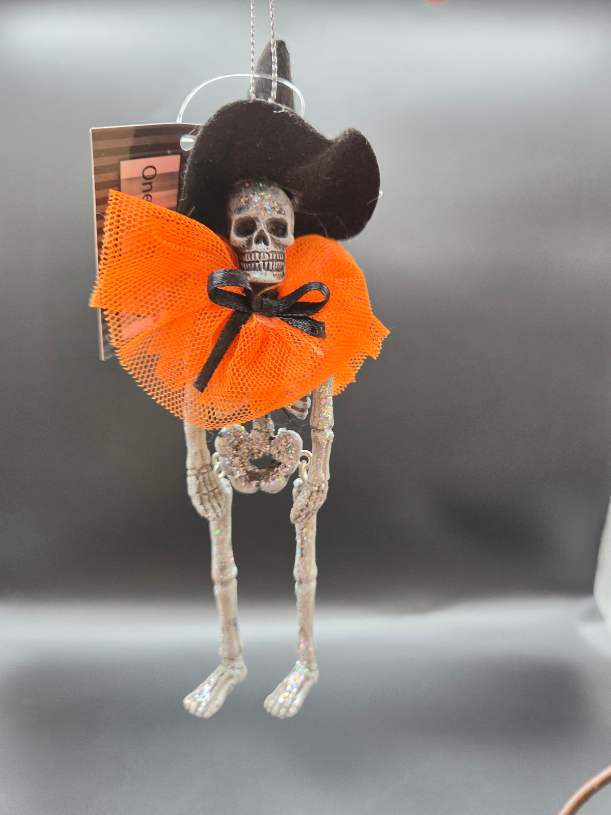 Dressed Skeleton Lady Halloween Ornament