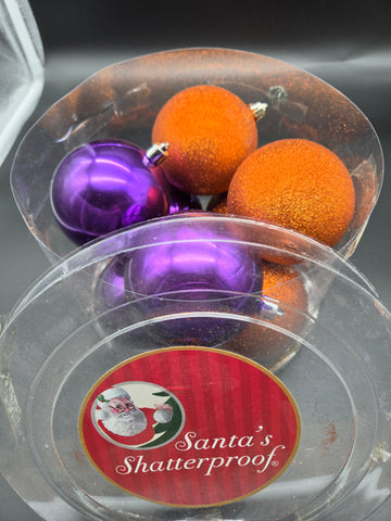 Purple & Orange Glitter 80mm Shatterproof Ball Ornaments, 8-Pack Tub