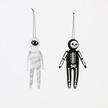 Felt Mummy & Skeleton Halloween Ornament