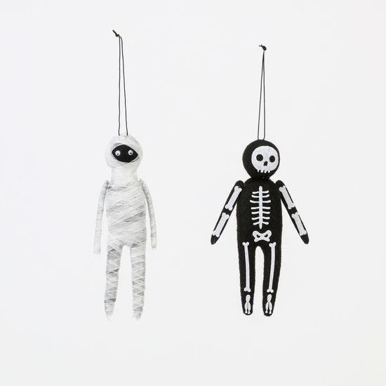 Felt Mummy & Skeleton Halloween Ornament