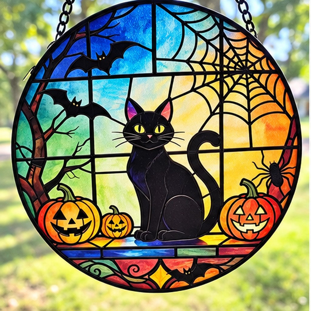 Sun Catcher - Halloween Cat-titude 6"