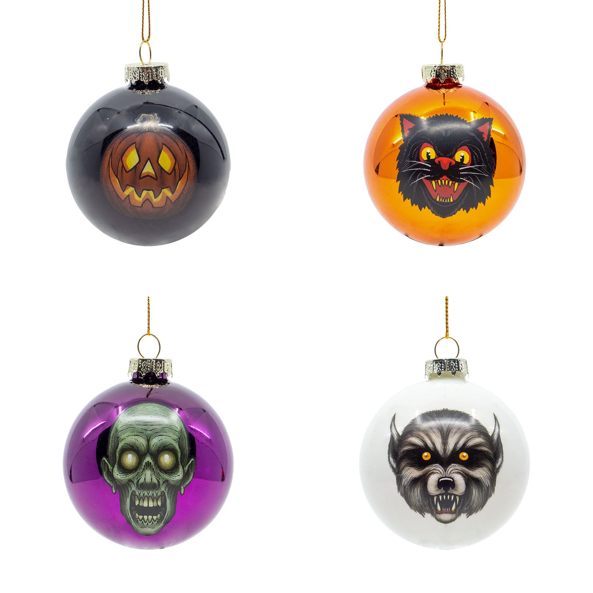 Ghoulish Glass Ornaments 4 Pack